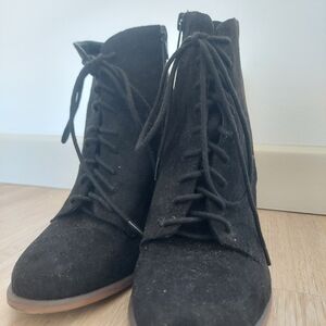 Black Lace-Up Ankle Boots